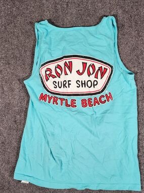 Ron Jon Surf Shop Men's M Blue Graphic Sleeveless T-Shirt Myrtle Beach Cotton